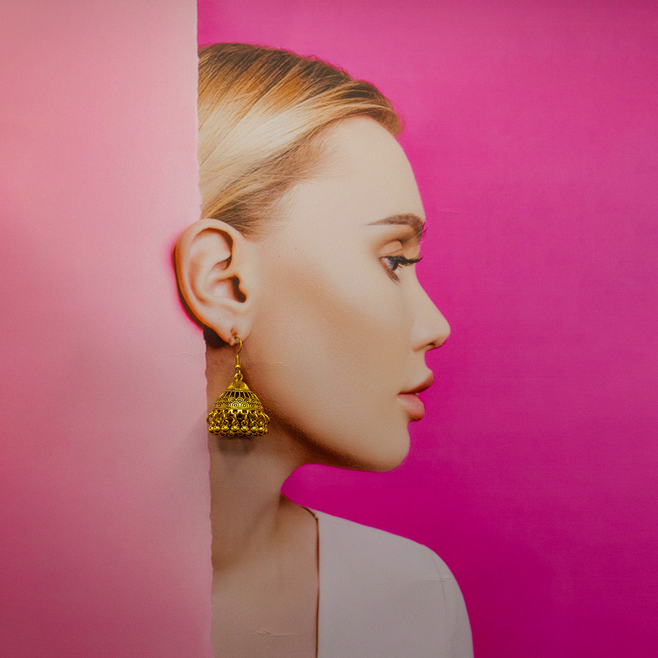 Hook-Shaped Beaded Dome Jhumka Earrings