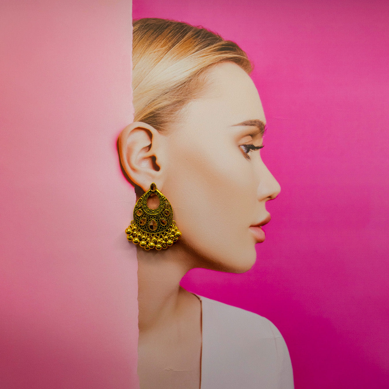 Petal-Shaped Vintage Egyptian Jhumka Tassel Earrings