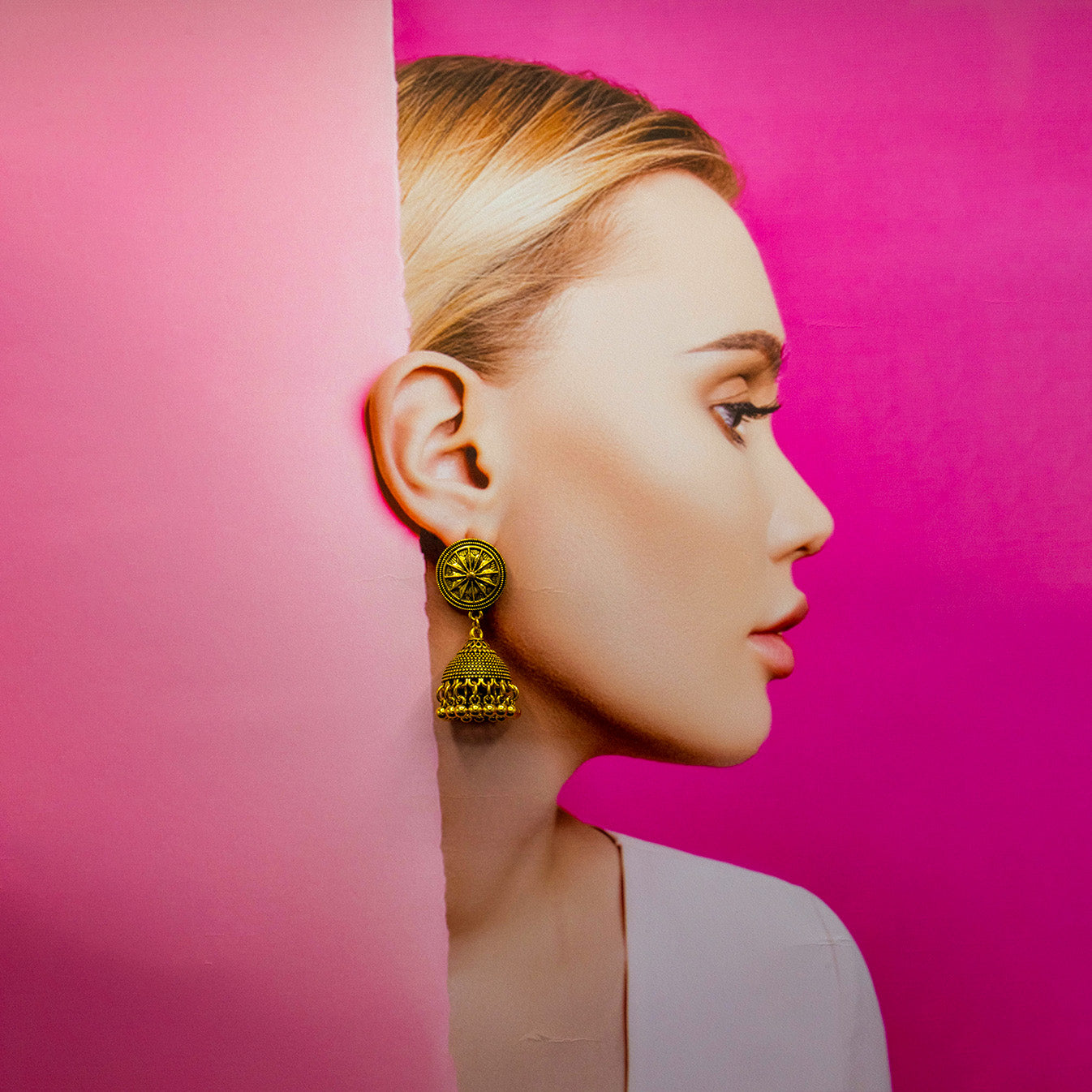 Wheel-Shaped Petite Dome Jhumka Earrings