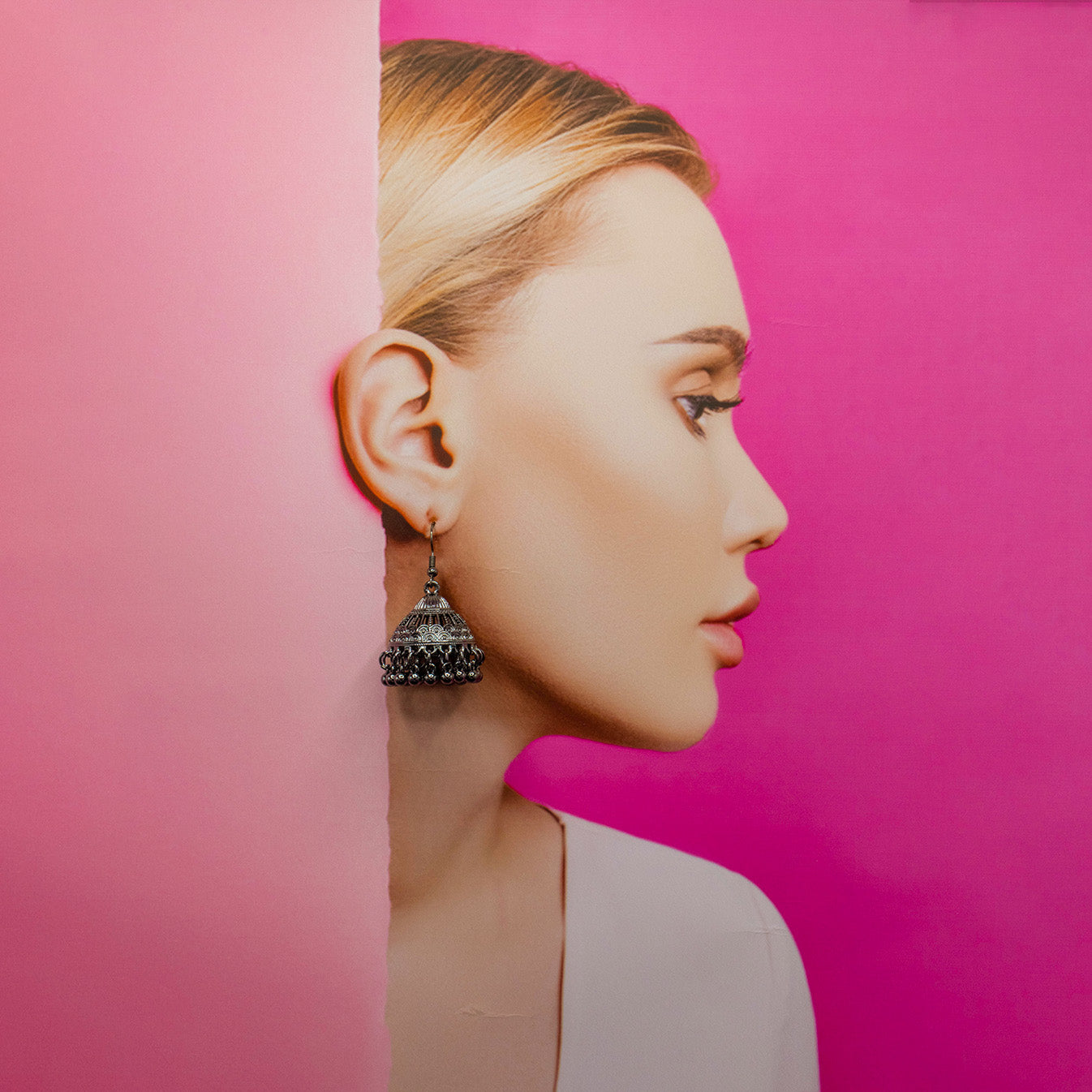 Hook-Shaped Beaded Dome Jhumka Earrings