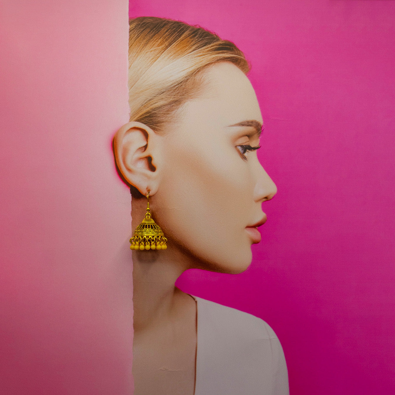 Hook-Shaped Beaded Dome Jhumka Earrings